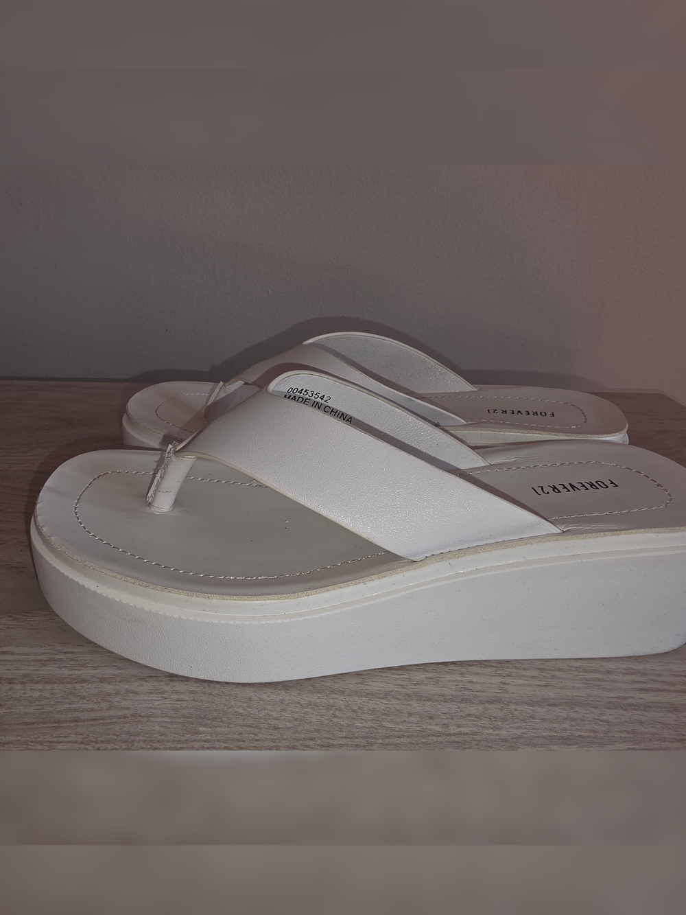 Forever 21 White Platform Thong Sandals
